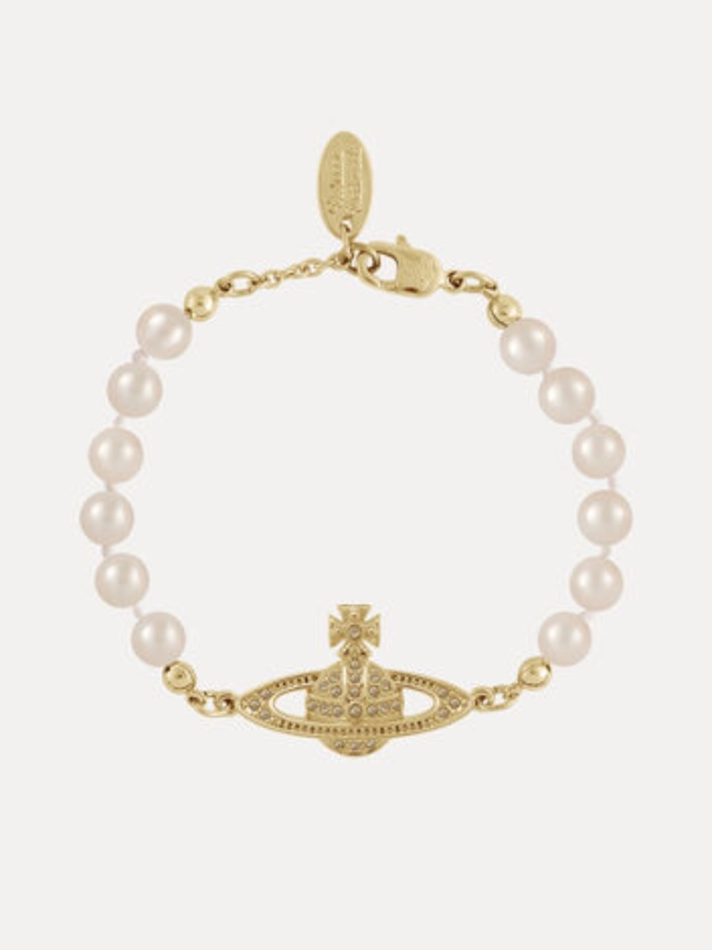 Vivienne Westwood Mini Bas Relief Pearl Bracelet Gold White Pearls Necklace Avai